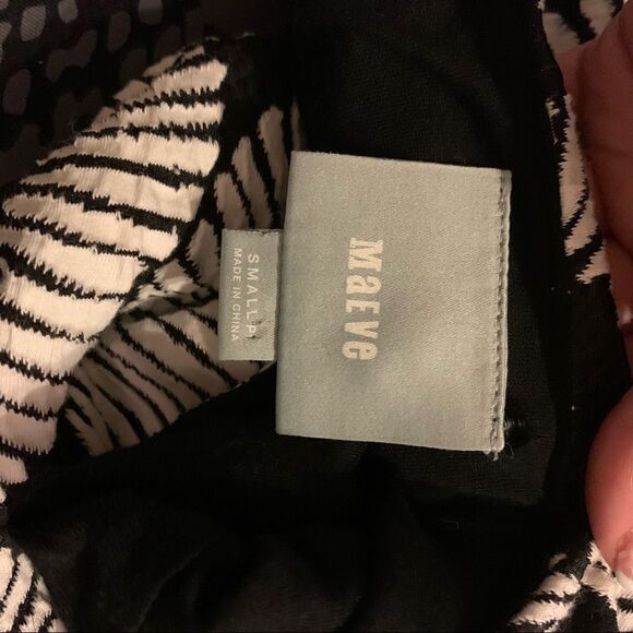 Maeve Anthropologie Womens Windfall Shift Dress Small P Black White Text… - Picture 7 of 8